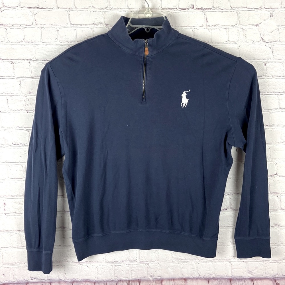 POLO GOLF Men's Zip-Up Navy Blue Sweater. Size: Large